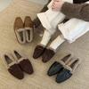 Retro Round Head Flat-soled Cotton Shoes, New Velvet Single Shoes, Autumn and Winter New Flat-soled Loafers, Warm Fluffy Women's Shoes
