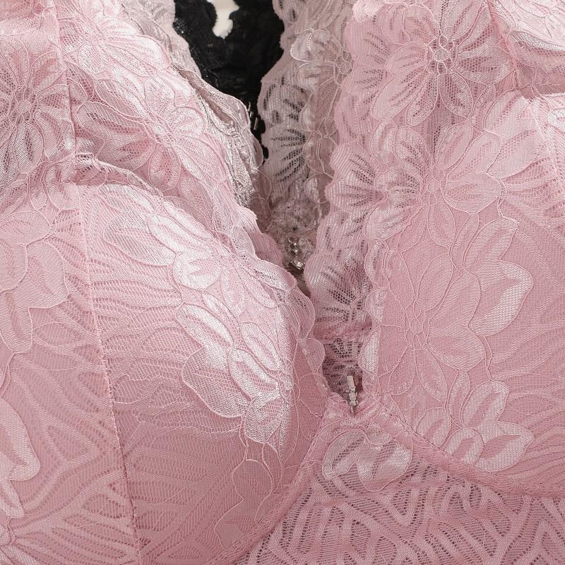 FINETOO Кружевной бюстгальтер для женщин, нижнее белье со сборками для женщин, однотонное и мягкое нижнее белье