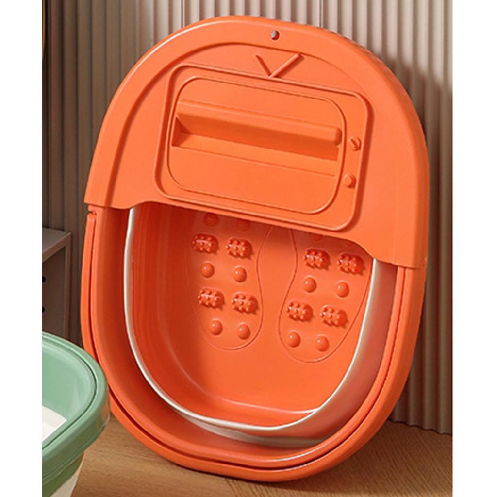 Складная ванночка для ног, утолщенный таз для замачивания ног с массажной точкой для дома, квартиры, общежития, оранжевый, белый
