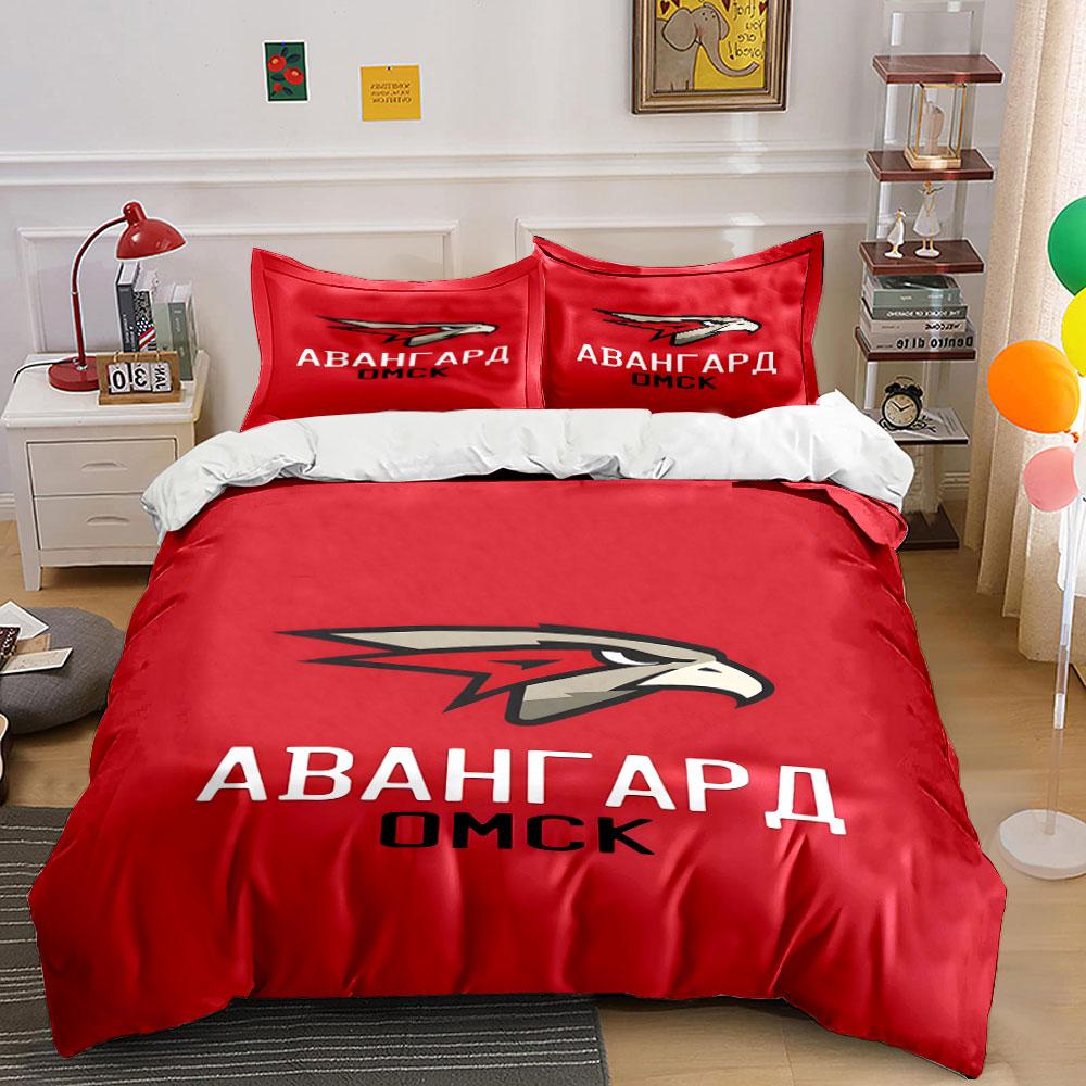 Red Hawk with Russian Text Design Print Bedding Set Duvet Cover Pillowcases (1* Duvet Cover 2* Pillowcases Do Not Include Comforter)