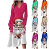Женское осеннее и зимнее повседневное модное длинное платье с v-образным вырезом и длинным рукавом с принтом Санта-Клауса