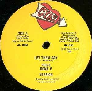 12-дюймовая пластинка DONA V VERDE GREEN DONA V MENACIN Let Them Say Real Tribulation GA091 GYASI 1990 US Reggae Ska Dub Б/у