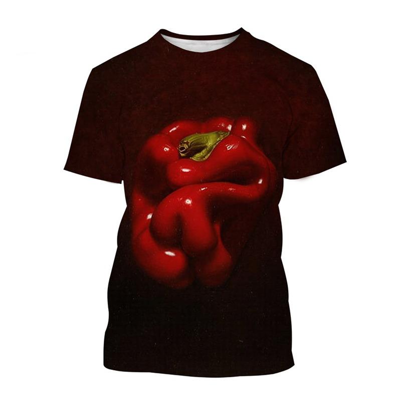 Chili Vegetable 3D Print T-shirt Streetwear Men Women Summer Short Sleeve T Shirts Oversized Harajuku Tees Tops Kids Clothing