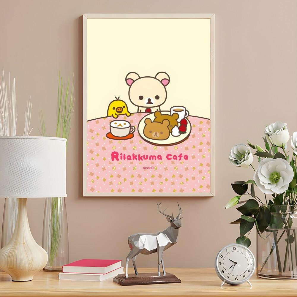 Милый мультфильм R-Rilakkuma аниме постер липкая настенная художественная печать водонепроницаемый дом гостиная спальня бар прихожая эстетический декор
