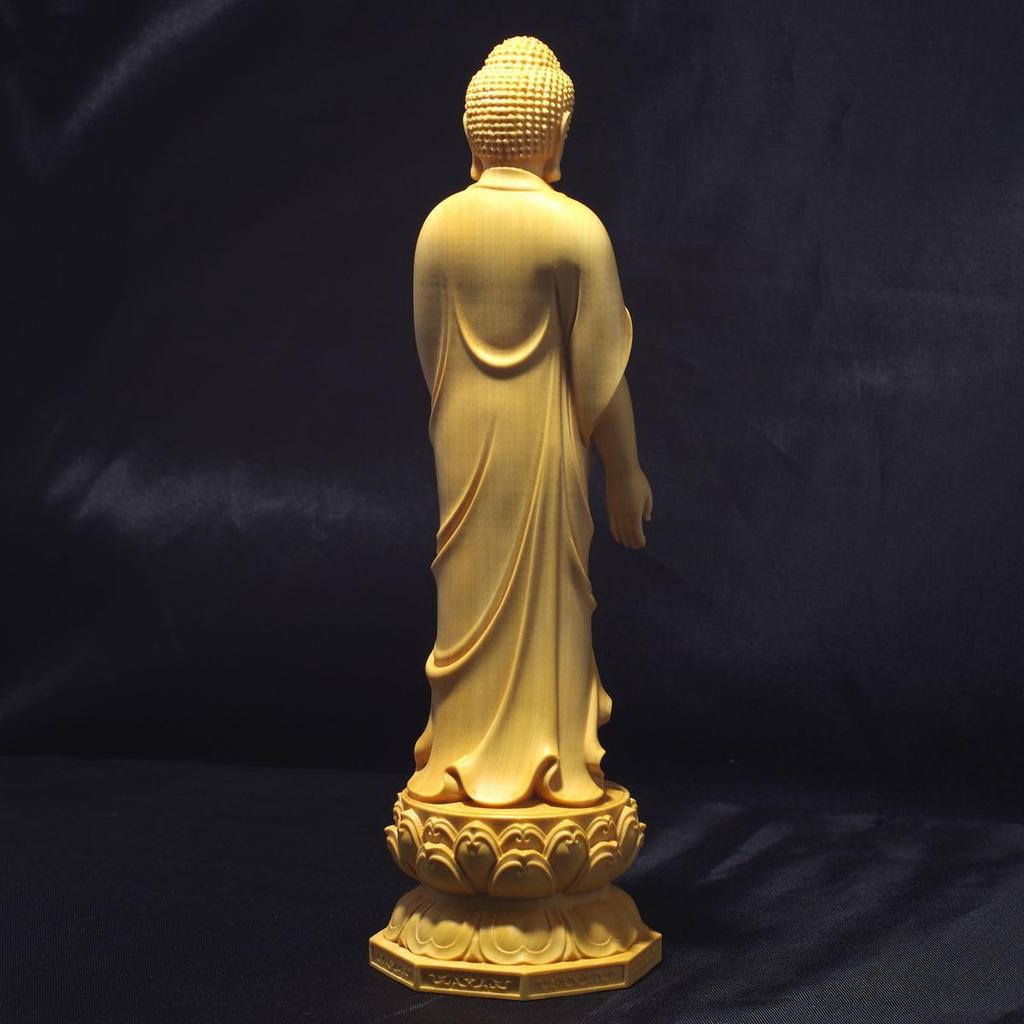 Standing Amitabha Buddha Statue, Approximately 20cm Tall, Made of Natural Boxwood, Amitabha Buddha, Wood Carving, [Product Code]