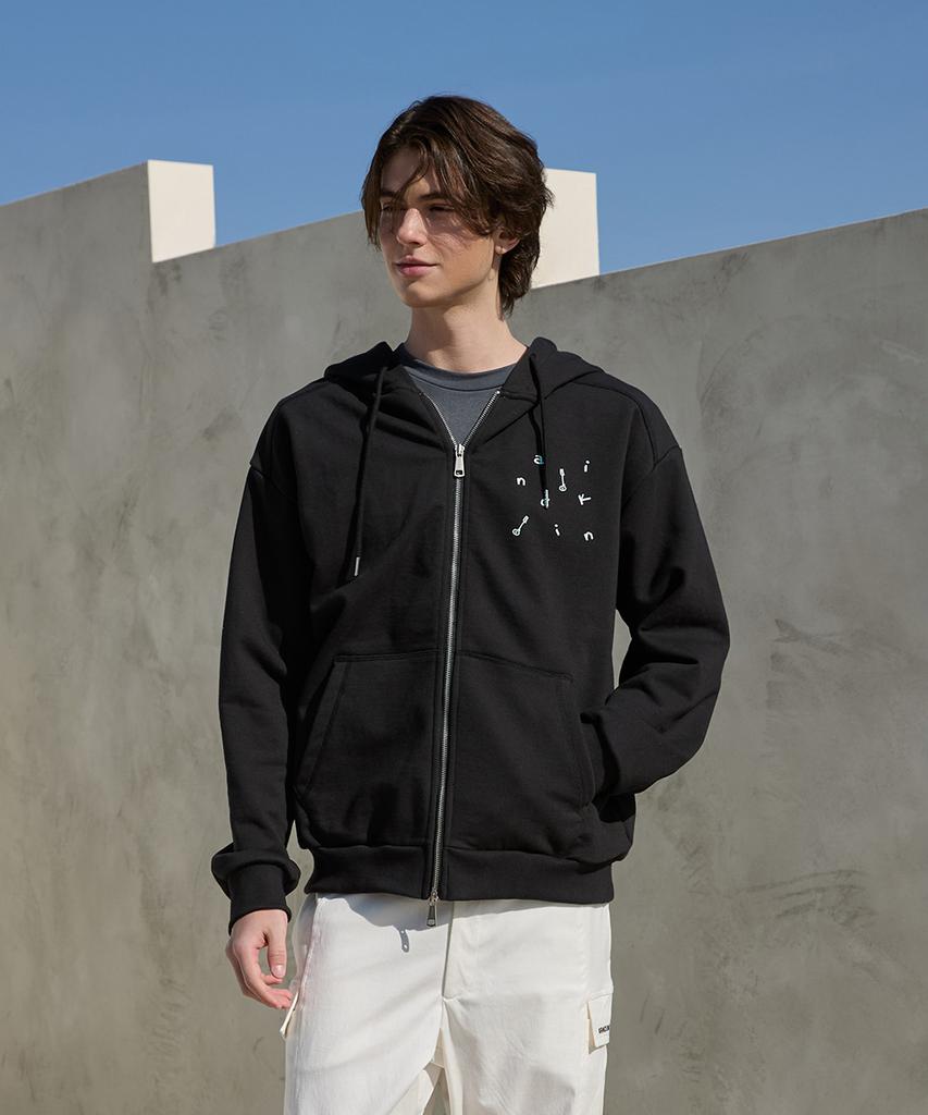 Kandini Black Stitch Zip-Up Hoodie (Unisex)