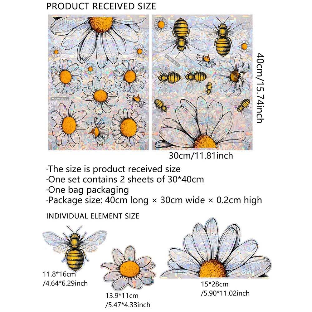 Colorful Sun Catcher Window Stickers Rainbow Prisms Flower Butterfly Bee Floral Decals Waterproof Sunlight Cloud