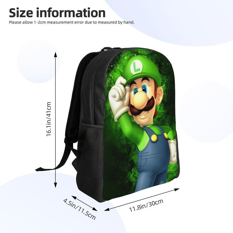 Cartoon Role Luigi's Mansion Unisex Backpack Laptop School Bag College Student Satchel Lightweight Basic Daypack For Adult Teen Kids