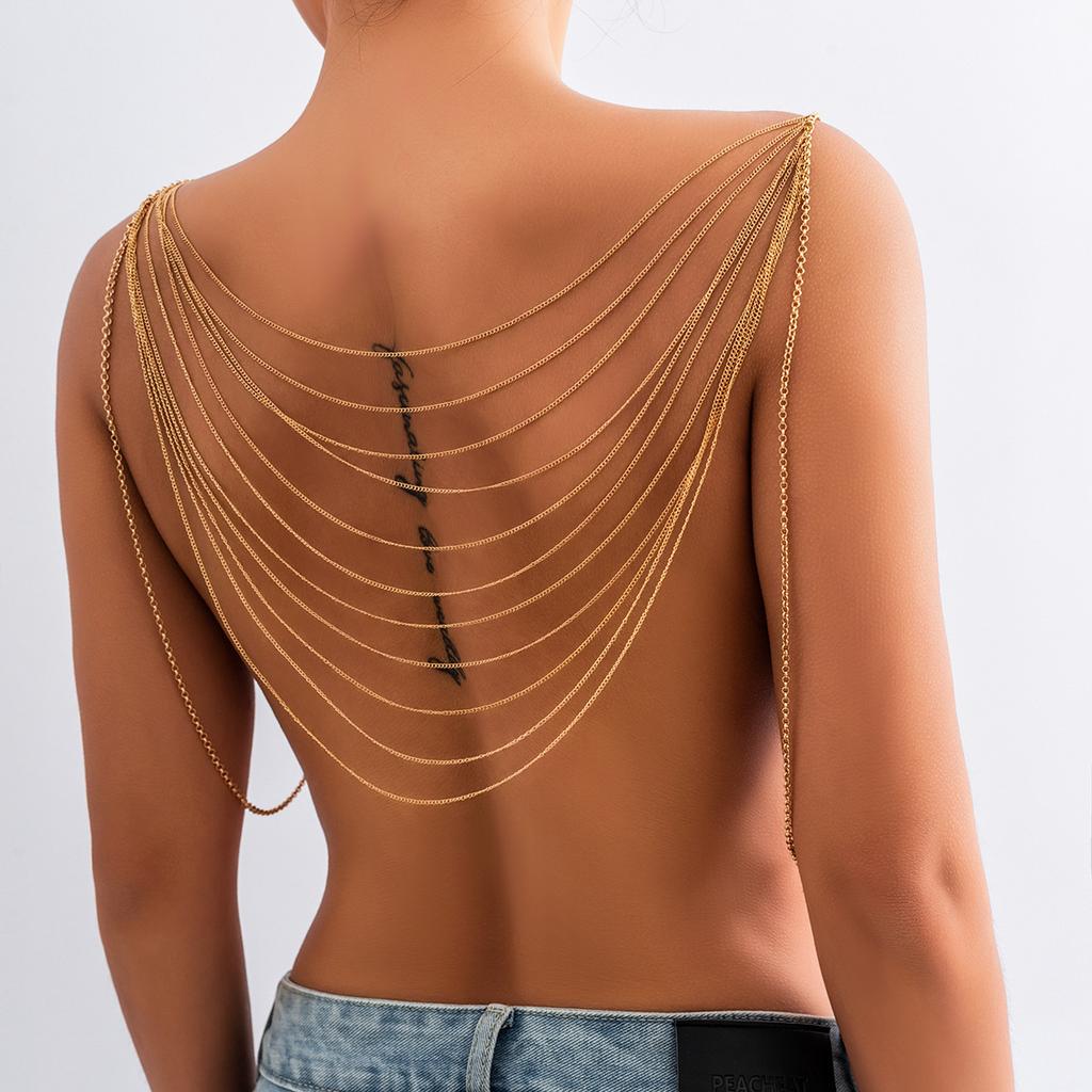 Accessories, Temperament Sexy U-shaped Fringed Body Chain Female, Simple Multi-layer Snake Bone Chain Clothing Chain