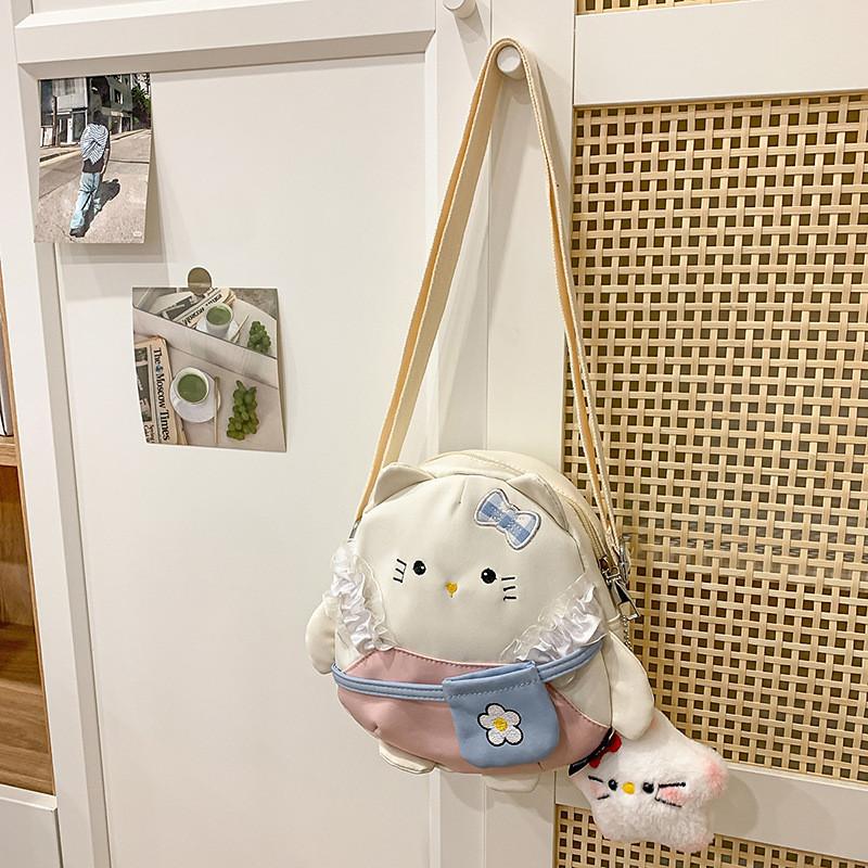 Kids Nylon Cat Backpack Colorful Options Casual Wear Light Load Reduction