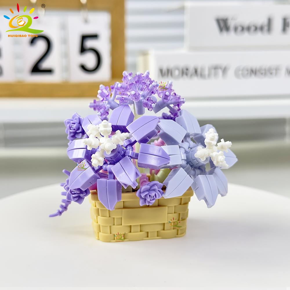 HUIQIBAO Модель Вечного Цветка Букет Комнатное Растение Микро Конструктор MOC DIY Украшение для Дома и Стола Кирпичный Конструктор для Детей