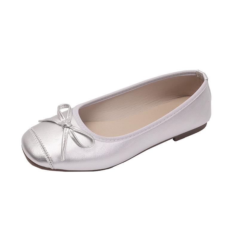 Женская обувь больших размеров, обувь на мягкой подошве, лето 2025, нежные туфли-лодочки с бантом, легкие