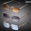 Набор из 3 штук Ретро Минималистичные Металлические Очки с Квадратной Оправой для Мужчин и Женщин Стильные Металлические Петли Декоративные Линзы Идеально для Моды