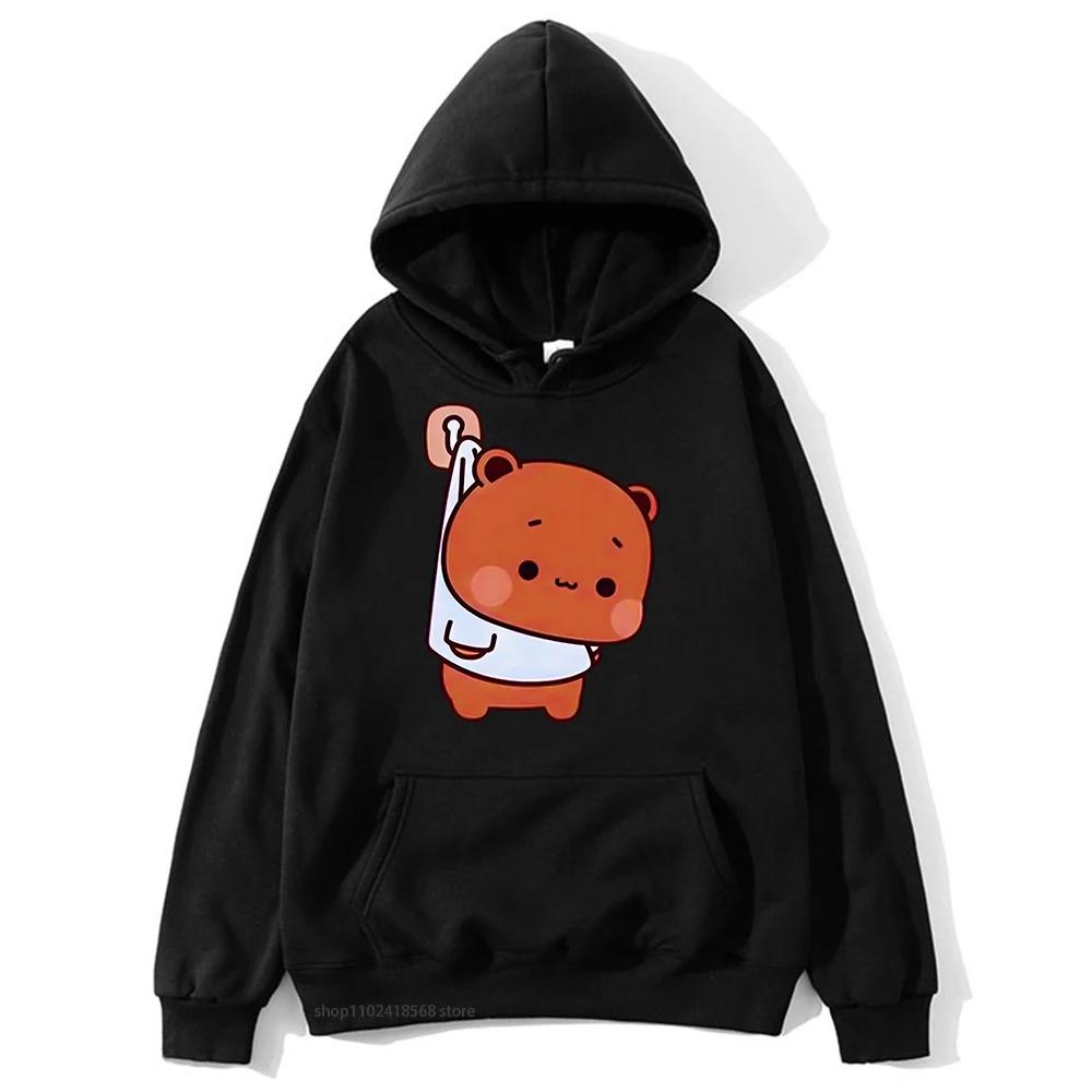 Милые Бубу и Дуд висят на стене Смешное худи Панда и Мишка Брауни Графическая толстовка Одежда