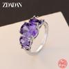 Серебряное кольцо 925 пробы с аметистом для женщин, модные свадебные украшения, подарки