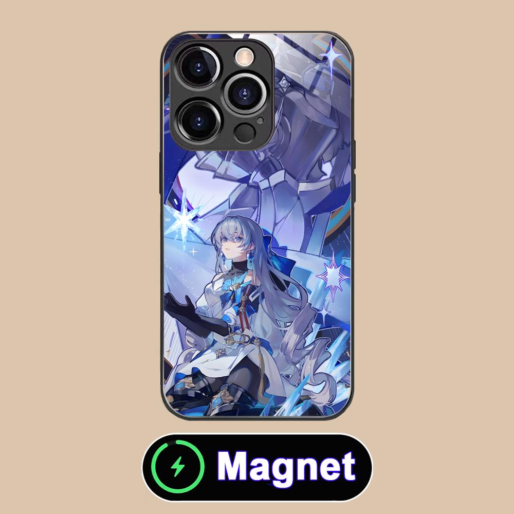 HSR Броня Стеклянный чехол для мобильного телефона MagSafe для iPhone 17 16 15 14 13 12 11 Air Pro Max Plus Mini Цветная крышка