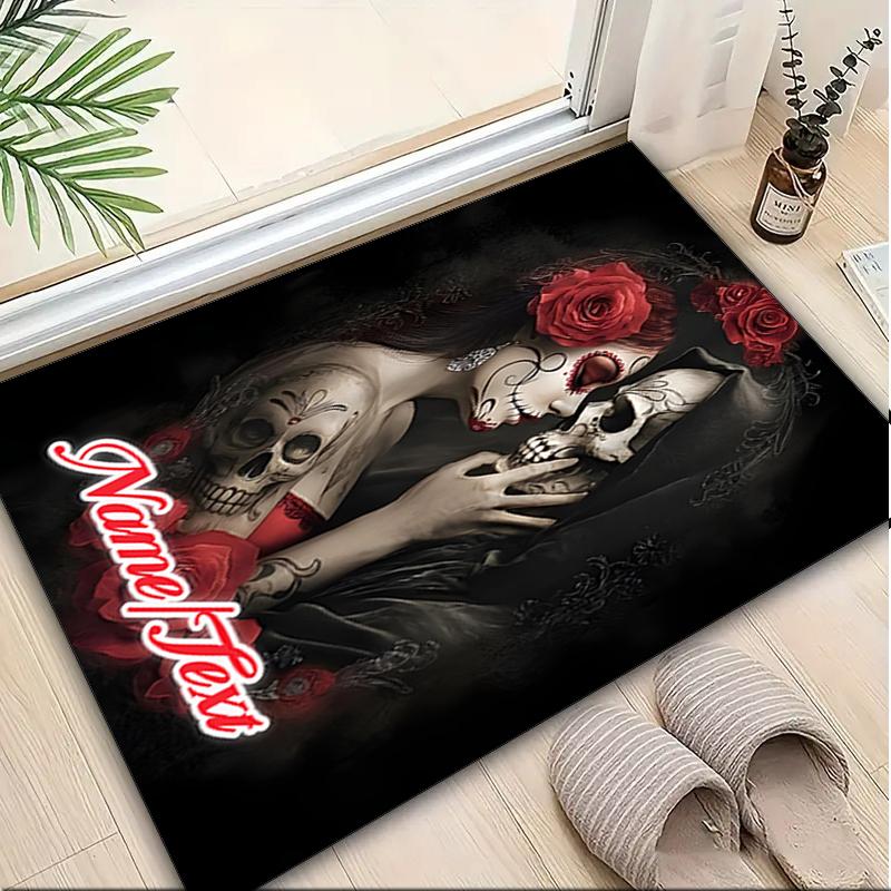 1PC Custom Name Day Dead Romance Theme Floor Mat Ideal for Living Room, Game Rooms, Office, Bedroom,Floor Mat Playful Design