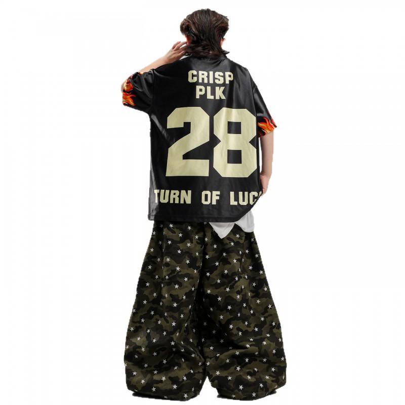 Kids Hip Hop Dance Pants Camo Print Loose Fit Streetwear Boys Girls Stage Performance