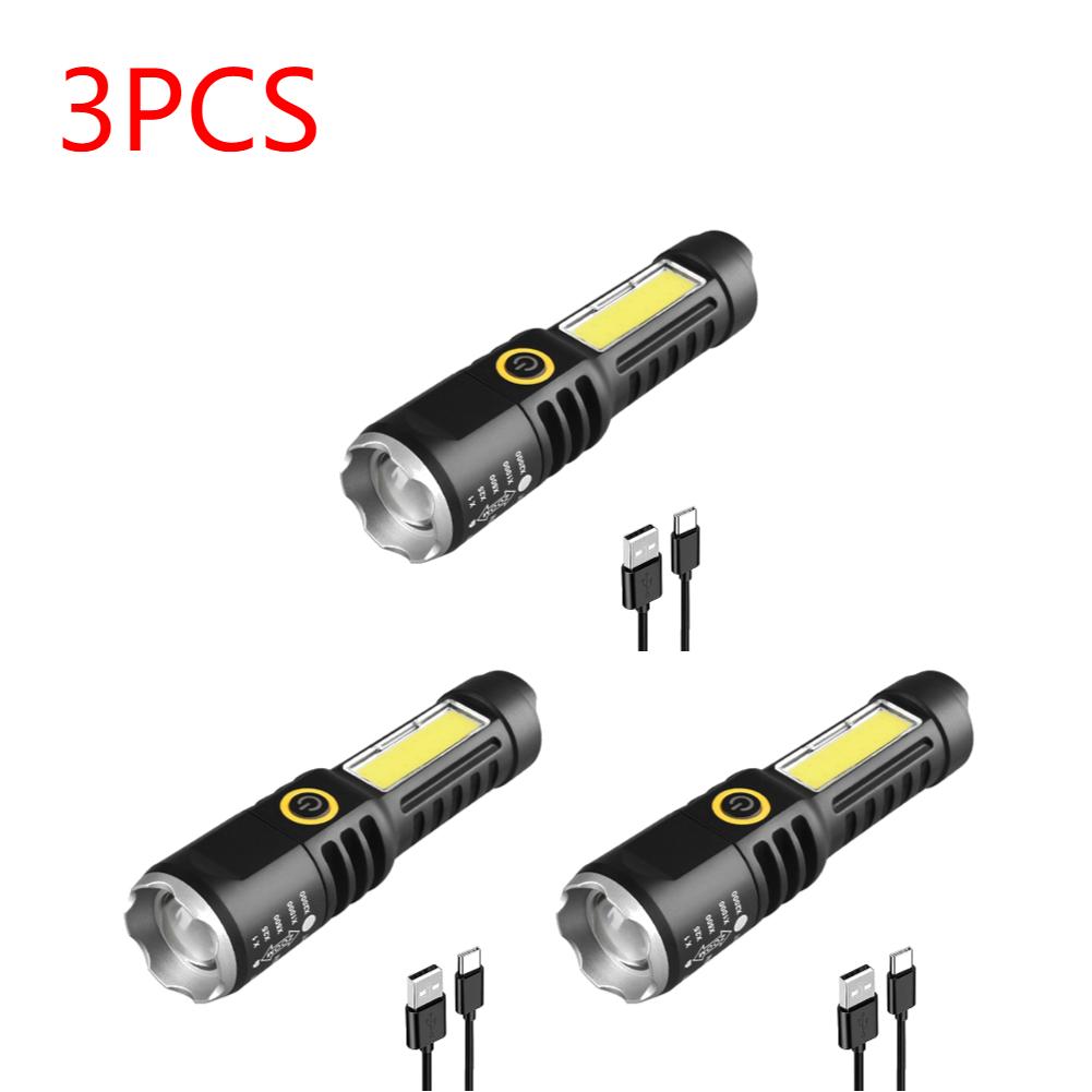 Кемпинговый фонарик XPE COB LED, телескопический, с зумом, водонепроницаемый, с зарядкой Type-C USB, мощный фонарь, 4 режима, фонарик для улицы