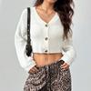 Women S Solid Color Long Sleeve Button Knit Cardigan