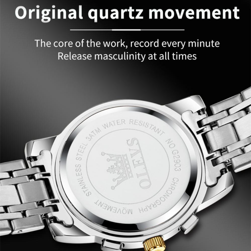 OLEVS Новые лучшие мужские часы Водонепроницаемые кварцевые, Мужские часы Мужские часы Бизнес-месяц Таблица временных кодов исправлений