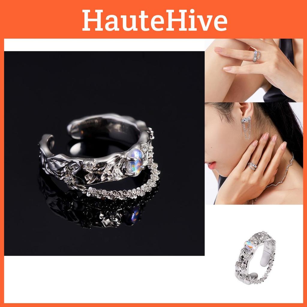 Elegant Cold Aesthetic Chain Zircon Ring For Women Unique Fashion Statement Piece