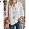 Women's Fashion Casual Summer Spring Solid Color Print 3/4 Sleeves V-Neck Blouses & Shirts