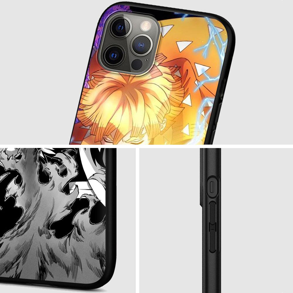 Case For Apple Iphone 11 13 12 Mini 14 Pro Max Xr 7 8 +Se 2020 Xs 6 6s Plus 5 5s Black Silicone Phone Cover Anime Demon Slayer