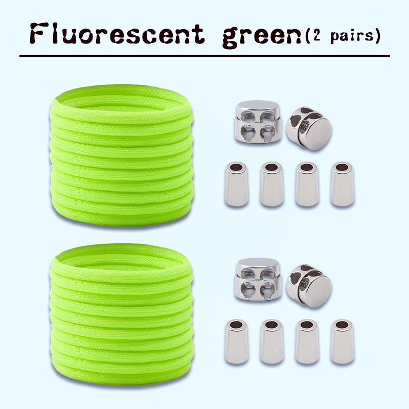 2Set Elastic Laces Sneakers Spring Lock Shoe Laces Without Ties Metal Buckle Laces Round No Tie Shoelaces Shoes Accessories