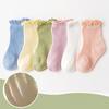 3 пары/лот Летние детские сетчатые тонкие носки однотонные мягкие хлопковые носки для новорожденных носки с рюшами для маленьких девочек милые дышащие носки