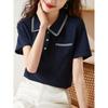Рубашка поло женская с короткими рукавами, летняя, новая, большого размера, с лацканами, повседневная, модная, тонкая футболка, топ