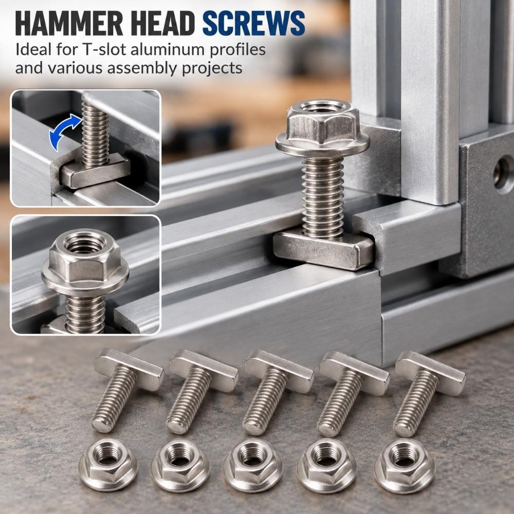 20set Stainless Steel T Bolts Rust Resistant M8 Hammer Head Screws Hammer Head Screws Photovoltaic