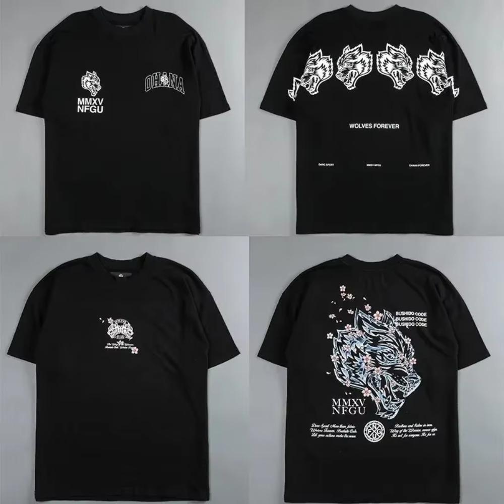 Спортивные футболки Darc Wolf Оверсайз Графический принт Техника DTG Тренировка Спортзал Фитнес Мужские футболки с коротким рукавом Футболки Darc Wolves