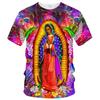 Virgen Maria 3D Men's and Women's T-shirt, Casual Short Sleeve Clothing, Full Size, New Summer Fashion