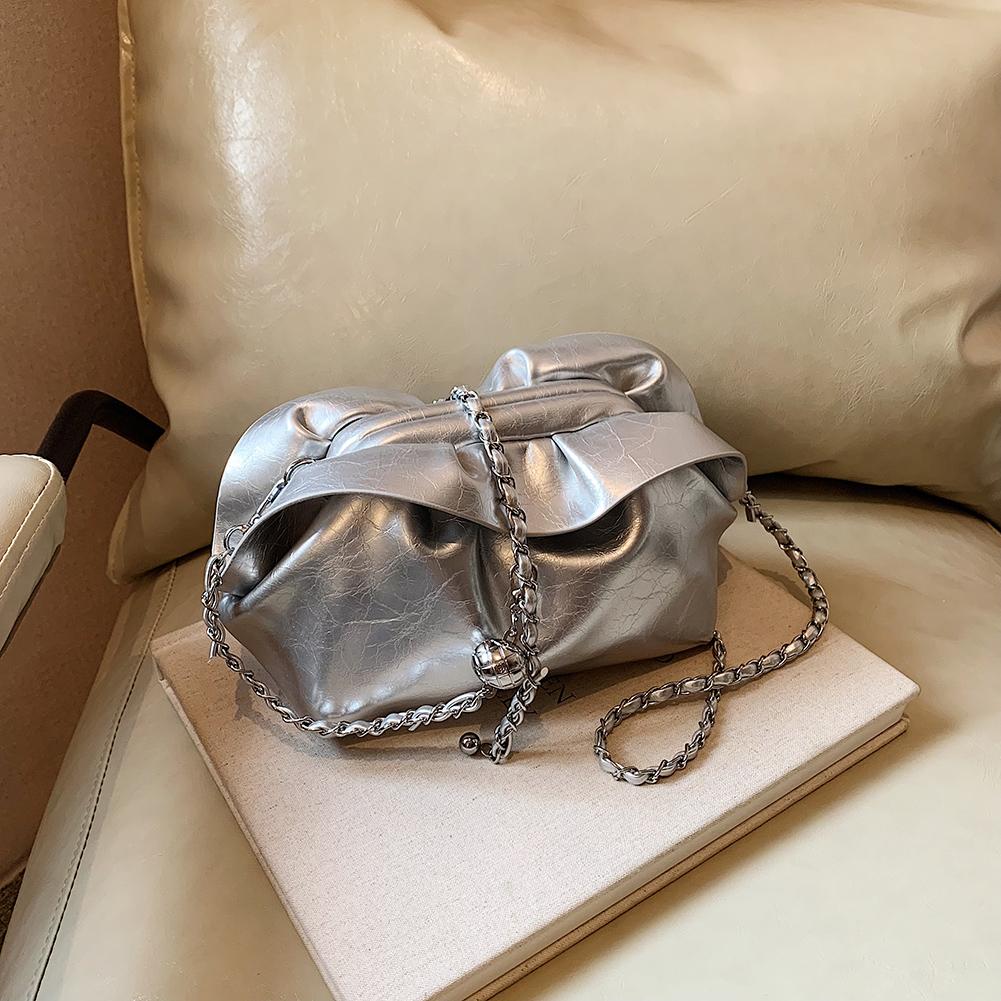 Женская сумка через плечо, плиссированная сумка из искусственной кожи, сумка-хобо с зажимом для путешествий и поездок на работу