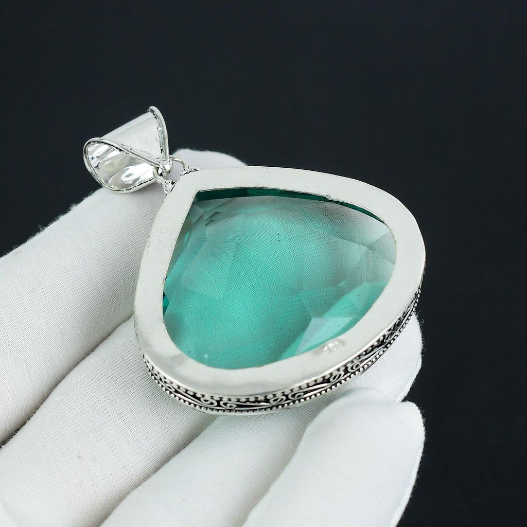 Серебряный кулон с аквамарином и драгоценным камнем из серебра 925 пробы — дизайн ручной работы, повседневные украшения, подарки на День святого Валентина