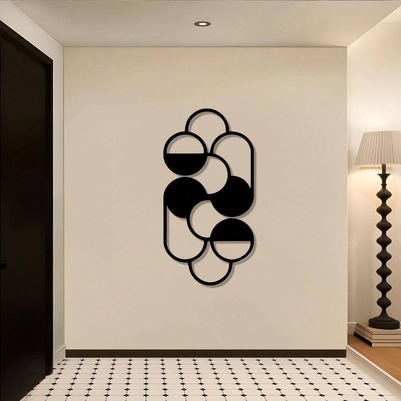 Черное Геометрическое Круглое Металлическое Настенное Искусство Средневековый Современный Стиль Прочный Железный Домашний Декор Рождественский Подарок