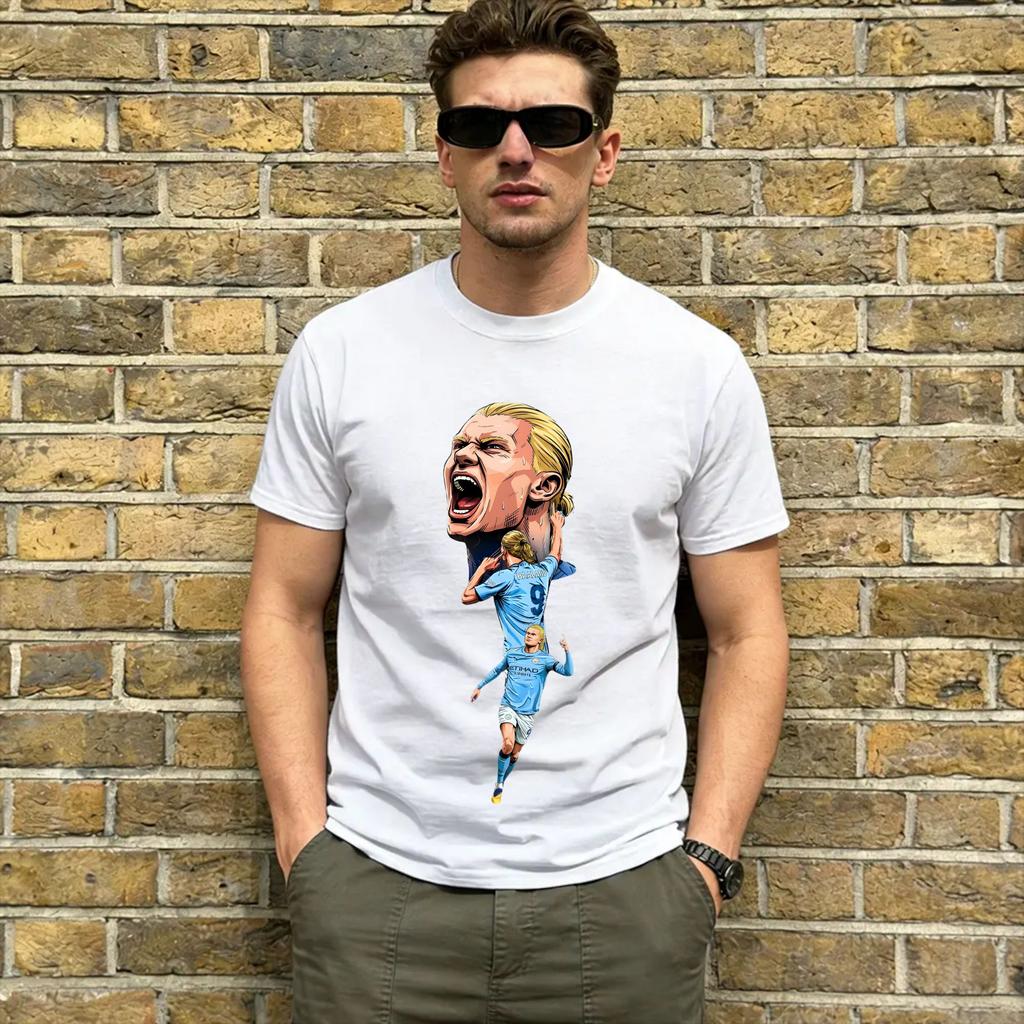 Haaland 9 TShirt Summer Fashion T Shirts Unisex Pure Cotton ONeck Oversized Top Tees Short Sleeve Y2K Fun Tops