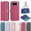 Small Square Grid Design PU Leather Flip Stand Wallet Phone Bag Case for Google Pixel 8,Pixel 8a,Pixel 8 Pro,Pixel 9,Pixel 9 Pro