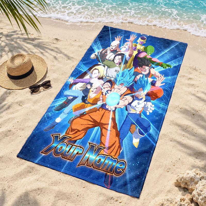 Dragon Ball Custom Name Beach towels also serve as bath towels summer essential a musthave for the outdoors the beach and the pool