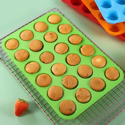 Силиконовая форма для торта на 24 чашки, антипригарная мини-форма для вафель, формы для кексов, легко очищаемая форма для тарталеток для пекарей