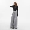 Women's 2-Color Elastic Waist Wide-Leg Pants with Drawstring - Spring 2025 Casual Slim Straight Floor-Length Drape Style