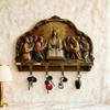 Yousheng Wall Mount Key Holder Wooden Carving Jesus Themed Key Organizer Multi-purpose Home Office Entryway Decorative Key Hanger Rack