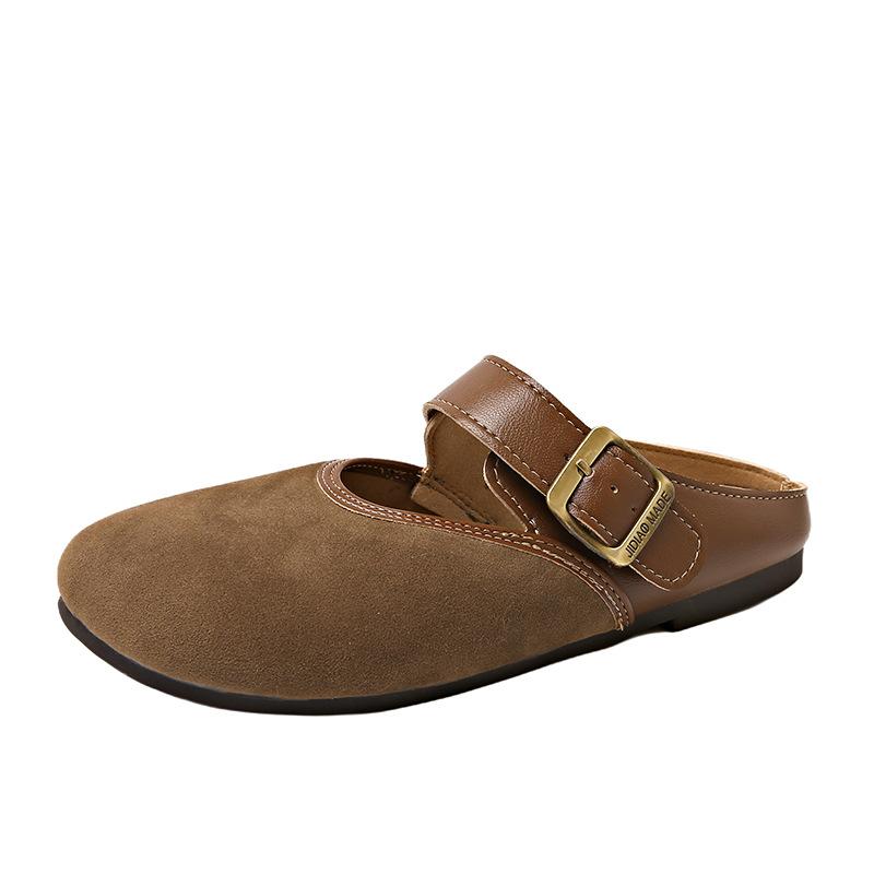 Женские туфли Boken в стиле ретро с мягкой подошвой, летняя новая серия Mori 2025 года с юбкой, ленивые тапочки с одной педалью и сумкой на голову