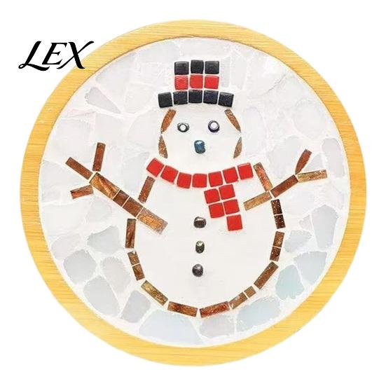 Family Fun Crafting for Christmas Mosaic Coaster DIY Kit, Festive Art Santa Wreath Craft Kit Snowman Pattern, Tile Adults, Handmade Holiday Home Decor