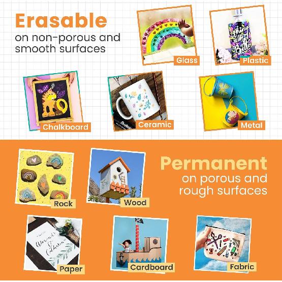 8 Washable Window Markers for Cars - 15mm Jumbo, 3 in 1 Nib, 28g Ink - Liquid Chalk Markers for Chalkboard, Blackboard, Glass, Bistro, Auto, Menu