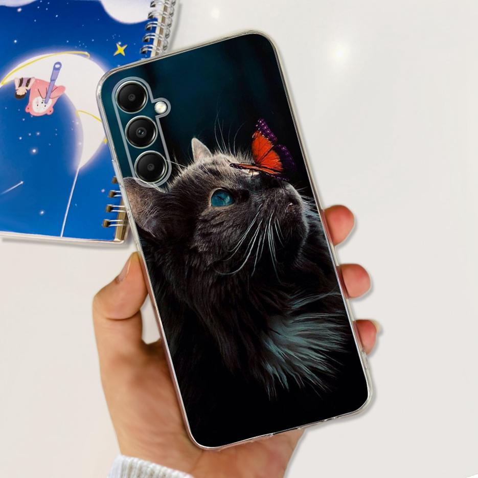 Чехол для Samsung Galaxy A05s SM-A057F Милый мультяшный чехол с кошкой Прозрачный силиконовый чехол для телефона для Samsung A05s A 05s Мягкий бампер