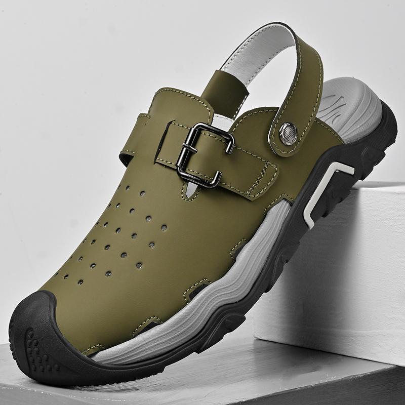 Модные мужские сандалии в ретро-стиле, нескользящие летние шлепанцы, уличные пляжные полушлепки двойного назначения, повседневная пляжная обувь Ading, акваобувь, слайды