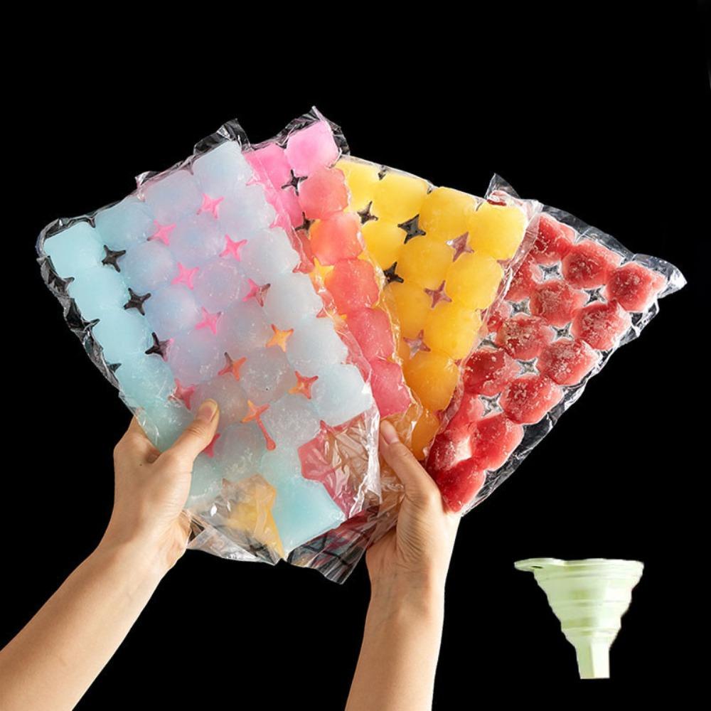 50pcs with Funnel Ice Making Bags Disposable Ice-making Mold Bag Ice Cube Bags Freezer