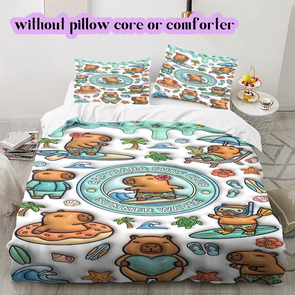 Cute animals surfing Pattern Bedding,Quilt Set Quilt Cover Pillowcase Home Birthday Gift (1*duvet cover+2*pillowcase,without core)